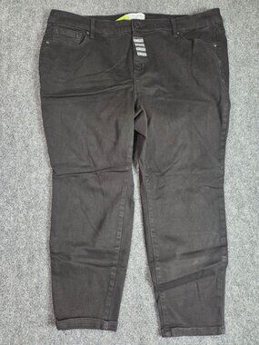 Lane Bryant Womens Black Straight-Leg Plus Size Pants 22P Cotton Blend
